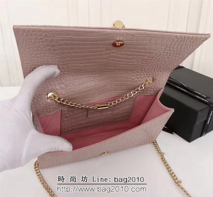 YSL聖羅蘭 鱷魚紋牛皮 時尚鏈條流蘇包 可單肩斜挎 26700 YAS1418